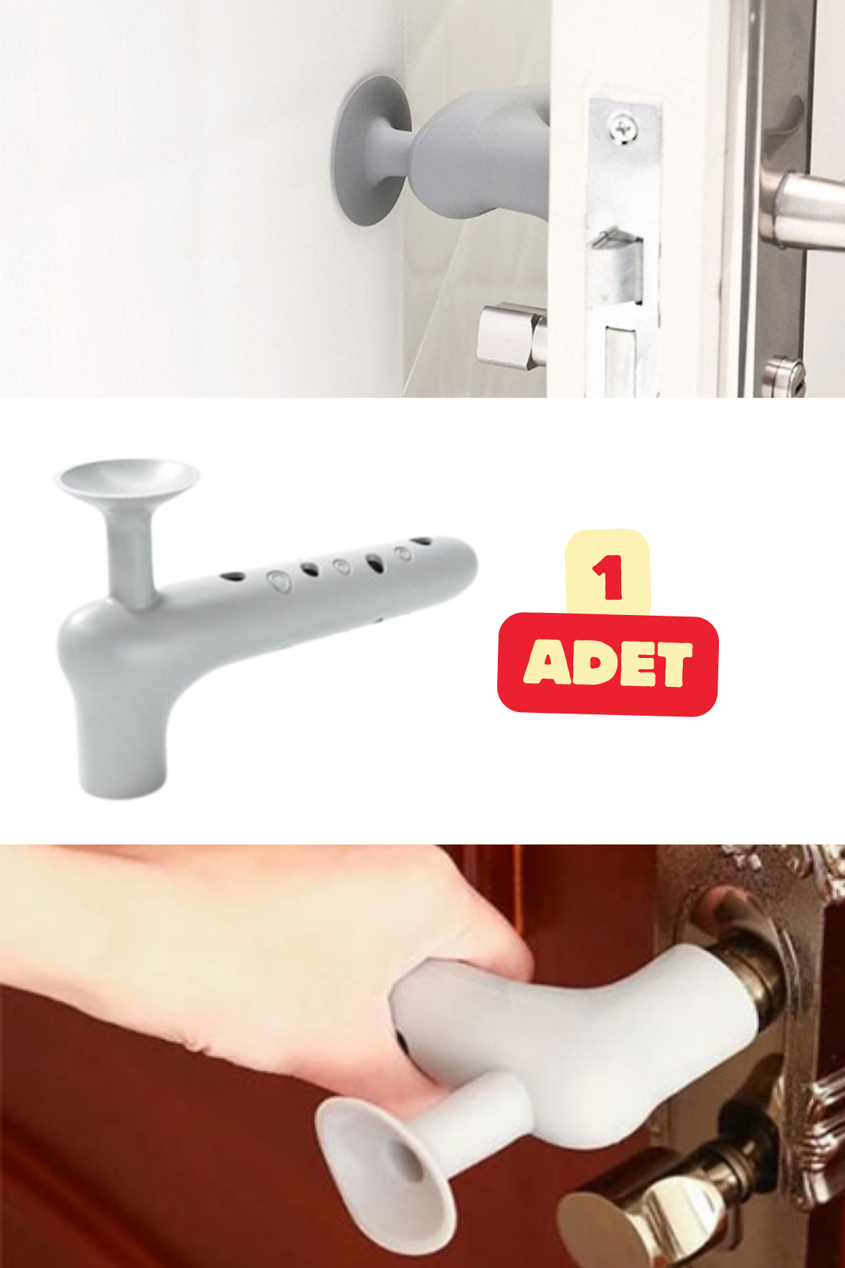 1 Adet Silikon Kapı Kolu Koruyucu Stoper Gri Kapı Arkası Duvar Koruyucu Gürültü Emici Koruma Tampon