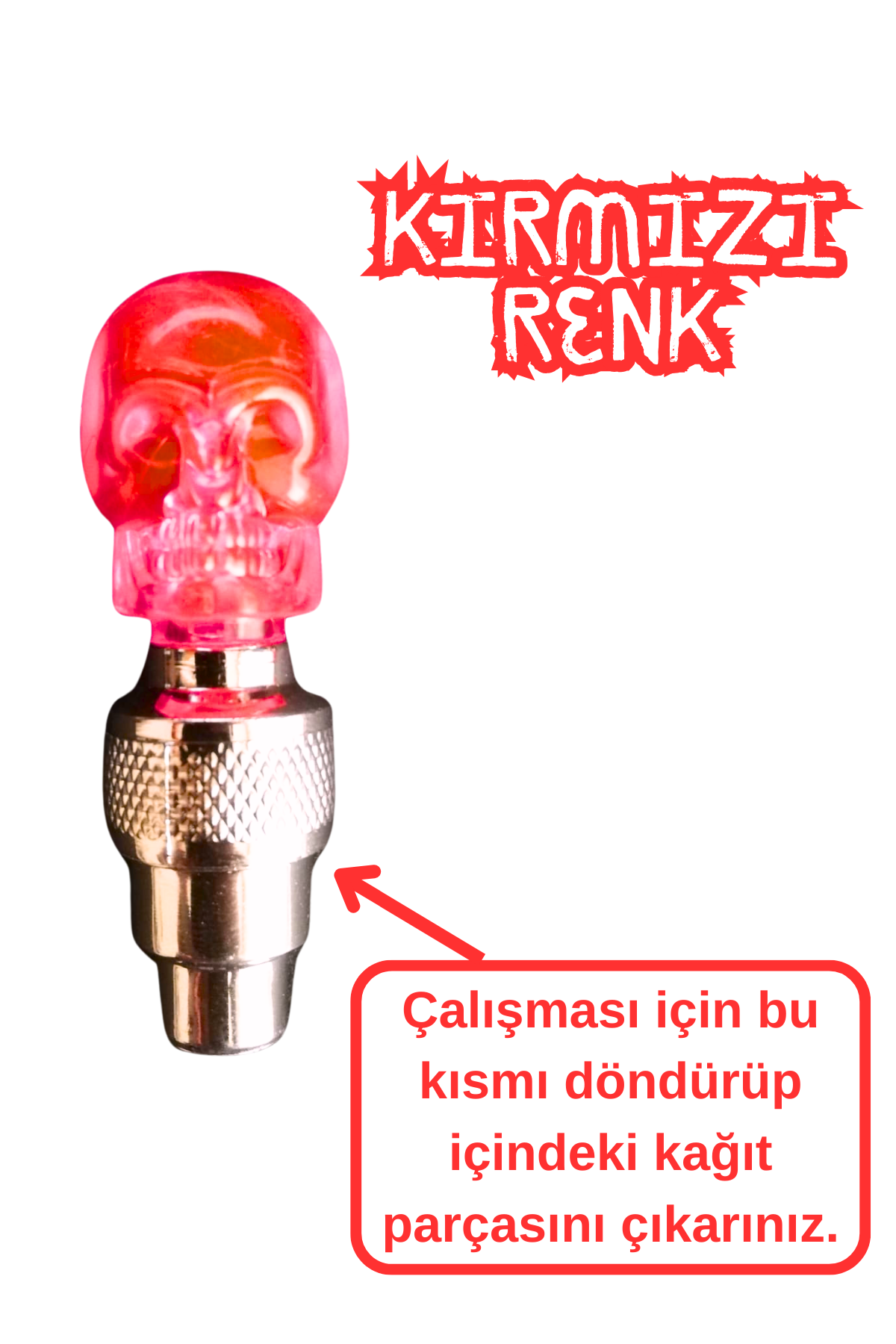 Kırmızı Renk Hareket Sensörlü Led Işık Sibop Kafatası Şekilli Bisiklet Araç Motor Sibop Kapak Lamba