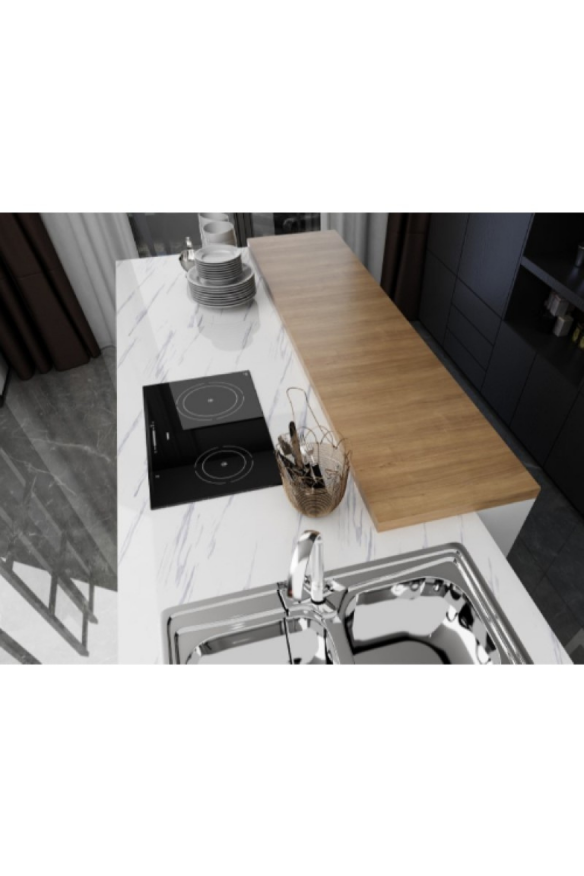 Gri Mermer Desenli Yapışkanlı Kaplama Kağıt Tezgah Dolap Mutfak Kağıdı Su Geçirmez 5 m x 60 cm