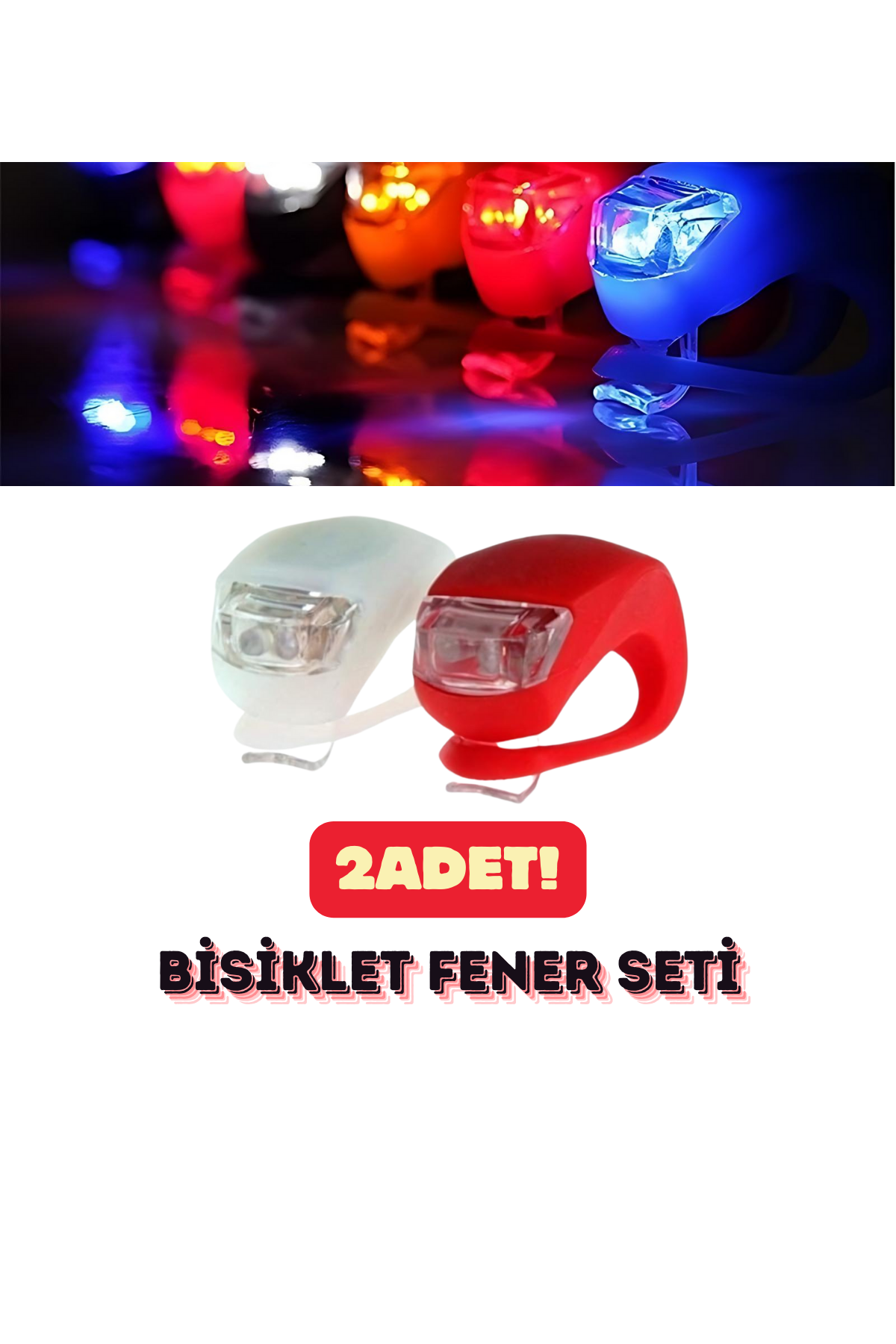 2 Adet Çok Yönlü 3 Modlu Pratik Motosiklet Scooter Bisiklet Işığı Led Işık Fener Seti
