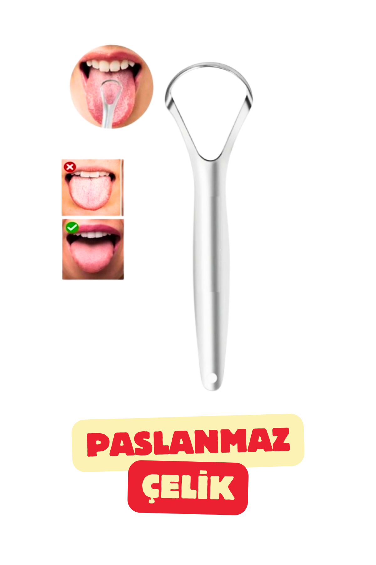 Paslanmaz Çelik Dil Temizleyici Ağız Bakım Dil Temizleme Aparatı