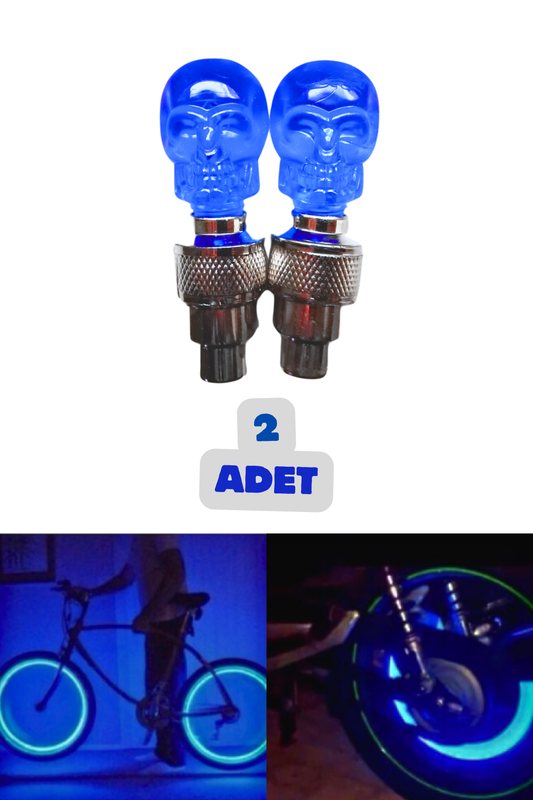 1 Çift (2 Adet) Hareket Sensörlü Led Işıklı Sibop Kafatası Şekilli Bisiklet Araç Motor Lamba