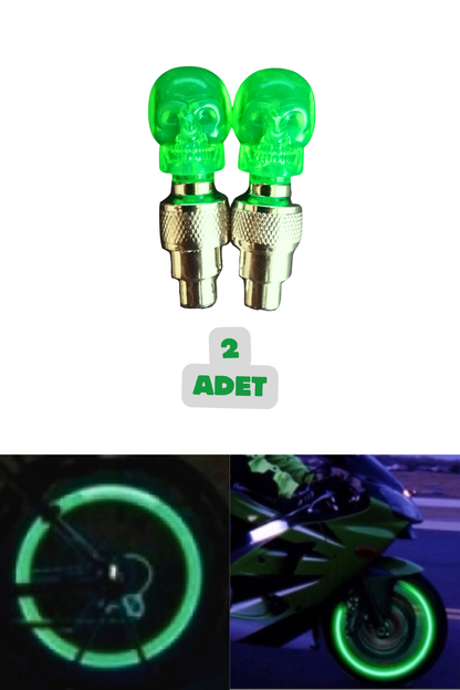 1 Çift (2 Adet) Hareket Sensörlü Led Işıklı Sibop Kafatası Şekilli Bisiklet Araç Motor Lamba