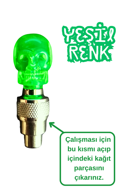 1 Çift (2 Adet) Hareket Sensörlü Led Işıklı Sibop Kafatası Şekilli Bisiklet Araç Motor Lamba